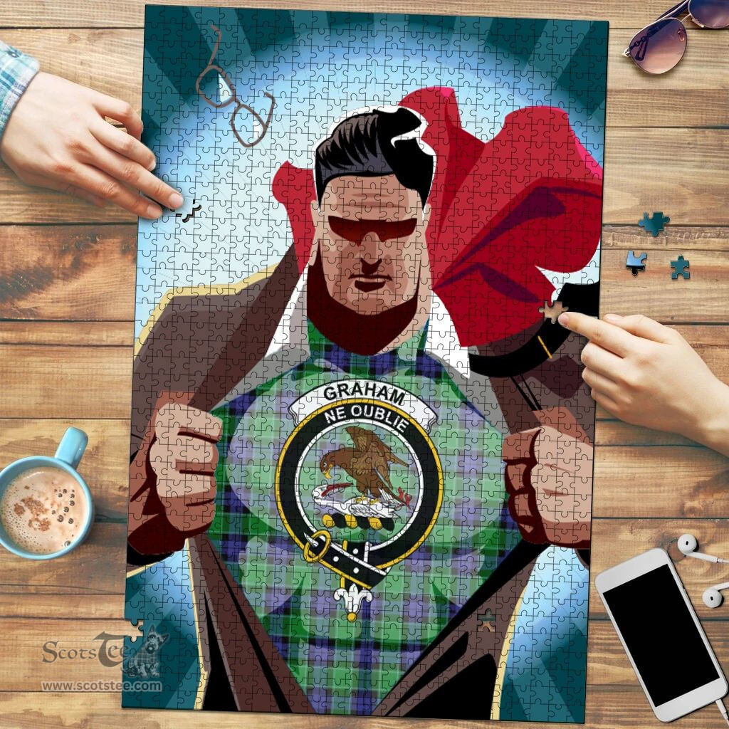 Scottish Graham of Menteith Modern Clan Tartan Puzzle - Supper Hero Style Scottish Plaid Tartan Plaid