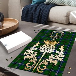 Scottish Henderson Modern Clan Tartan Puzzle - Thistle Gold Style Scottish Plaid Tartan Plaid