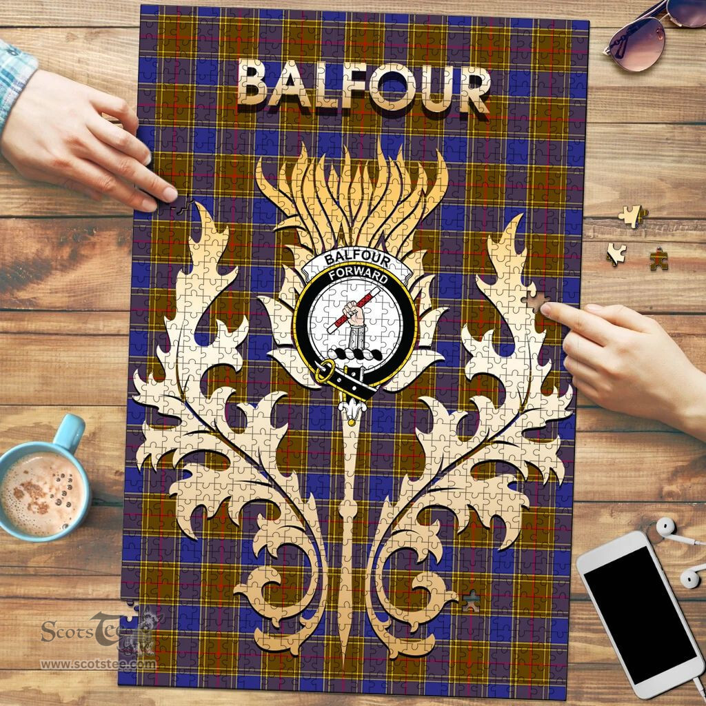Scottish Balfour Modern Clan Tartan Puzzle - Thistle Scotland Style Scottish Plaid Tartan Plaid