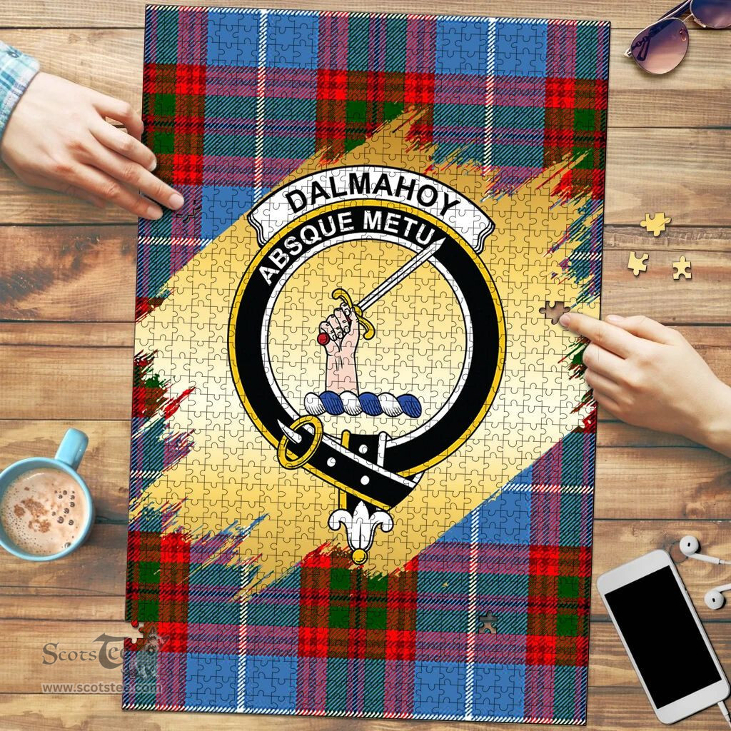 Scottish Dalmahoy Clan Tartan Puzzle - Gold Style Scottish Plaid Tartan Plaid