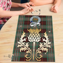 Scottish Scott Brown Ancient Clan Tartan Puzzle - Thistle Gold Style Scottish Plaid Tartan Plaid
