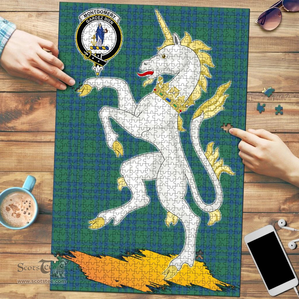 Scottish Montgomery Ancient Clan Tartan Puzzle - Unicorn Style Scottish Plaid Tartan Plaid