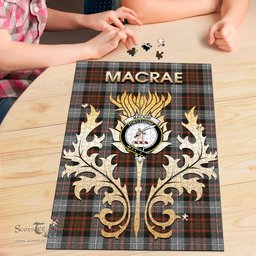 Scottish MacRae Hunting Weathered Clan Tartan Puzzle - Thistle Scotland Style Scottish Plaid Tartan Plaid
