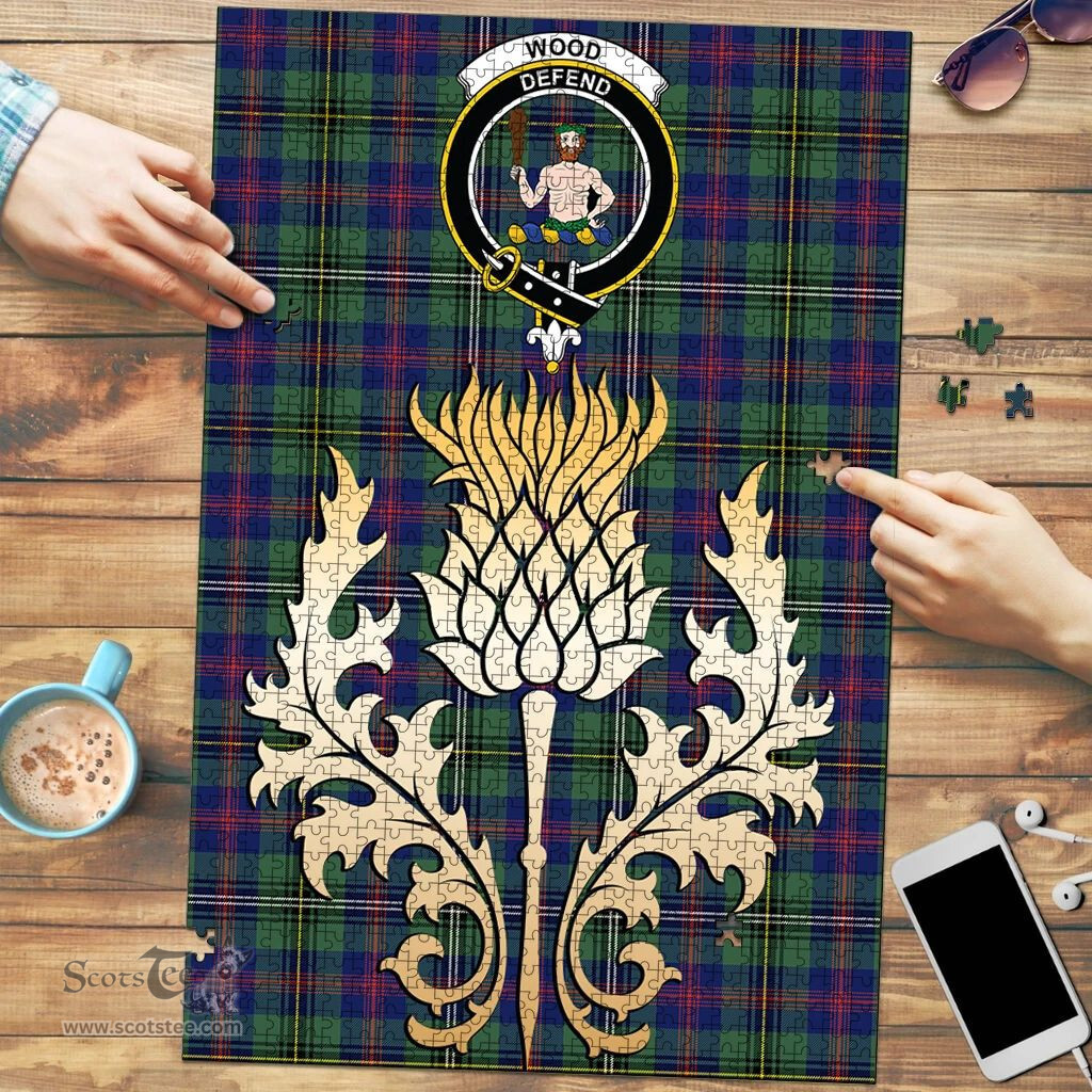Scottish Wood Modern Clan Tartan Puzzle - Thistle Gold Style Scottish Plaid Tartan Plaid