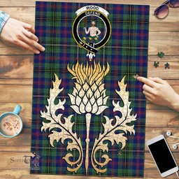Scottish Wood Modern Clan Tartan Puzzle - Thistle Gold Style Scottish Plaid Tartan Plaid