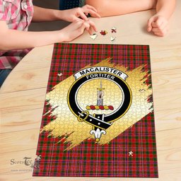Scottish MacAlister Modern Clan Tartan Puzzle - Gold Style Scottish Plaid Tartan Plaid