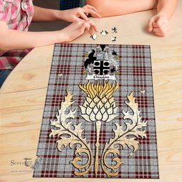 Scottish Clayton Clan Tartan Puzzle - Thistle Gold Style Scottish Plaid Tartan Plaid