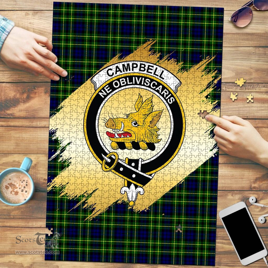 Scottish Campbell of Breadalbane Modern Clan Tartan Puzzle - Gold Style Scottish Plaid Tartan Plaid