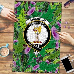 Scottish Chisholm Hunting Ancient Clan Tartan Puzzle - Thistle Pattern Style Scottish Plaid Tartan Plaid