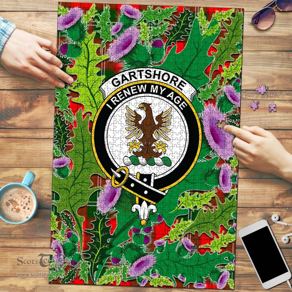 Scottish Gartshore Clan Tartan Puzzle - Thistle Pattern Style Scottish Plaid Tartan Plaid