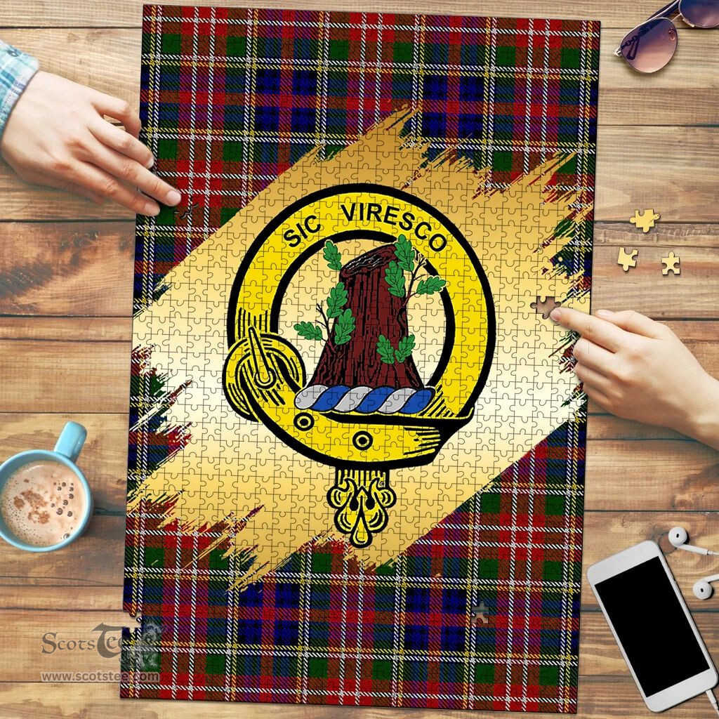 Scottish Christie Clan Tartan Puzzle - Gold Style Scottish Plaid Tartan Plaid