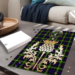 Scottish Watson Modern Clan Tartan Puzzle - Thistle Gold Style Scottish Plaid Tartan Plaid