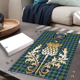 Scottish MacNeil of Barra Ancient Clan Tartan Puzzle - Thistle Gold Style Scottish Plaid Tartan Plaid