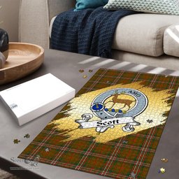 Scottish Scott Brown Modern Clan Tartan Puzzle - Gold Style Scottish Plaid Tartan Plaid