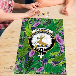 Scottish Strachan Clan Tartan Puzzle - Thistle Pattern Style Scottish Plaid Tartan Plaid