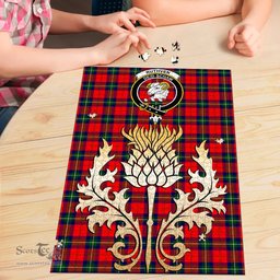 Scottish Ruthven Modern Clan Tartan Puzzle - Thistle Gold Style Scottish Plaid Tartan Plaid