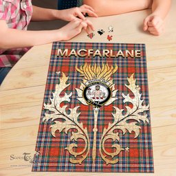 Scottish MacFarlane Ancient Clan Tartan Puzzle - Thistle Scotland Style Scottish Plaid Tartan Plaid