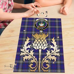 Scottish Kinnaird Clan Tartan Puzzle - Thistle Gold Style Scottish Plaid Tartan Plaid