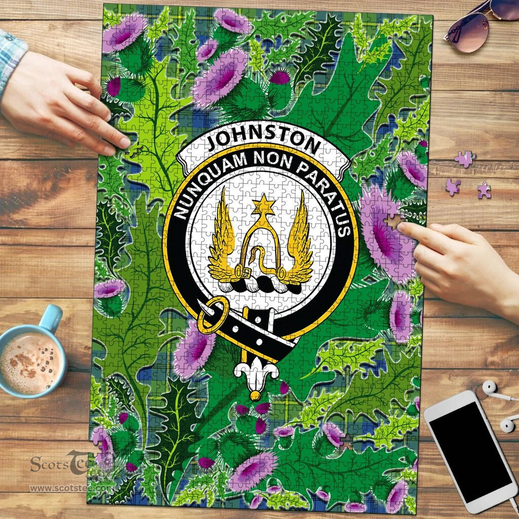 Scottish Johnston Ancient Clan Tartan Puzzle - Thistle Pattern Style Scottish Plaid Tartan Plaid