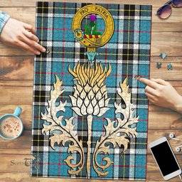 Scottish Thomson Clan Tartan Puzzle - Thistle Gold Style Scottish Plaid Tartan Plaid