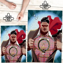 Scottish Lumsden Modern Clan Tartan Puzzle - Supper Hero Style Scottish Plaid Tartan Plaid