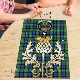 Scottish Gordon Old Ancient Clan Tartan Puzzle - Thistle Gold Style Scottish Plaid Tartan Plaid