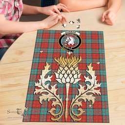 Scottish Dunbar Ancient Clan Tartan Puzzle - Thistle Gold Style Scottish Plaid Tartan Plaid