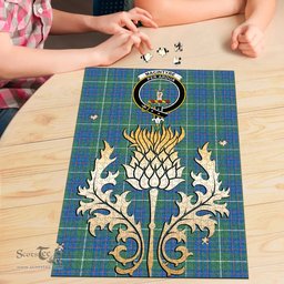 Scottish MacIntyre Hunting Ancient Clan Tartan Puzzle - Thistle Gold Style Scottish Plaid Tartan Plaid