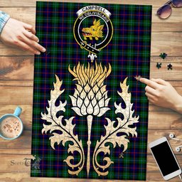 Scottish Campbell of Cawdor Modern Clan Tartan Puzzle - Thistle Gold Style Scottish Plaid Tartan Plaid