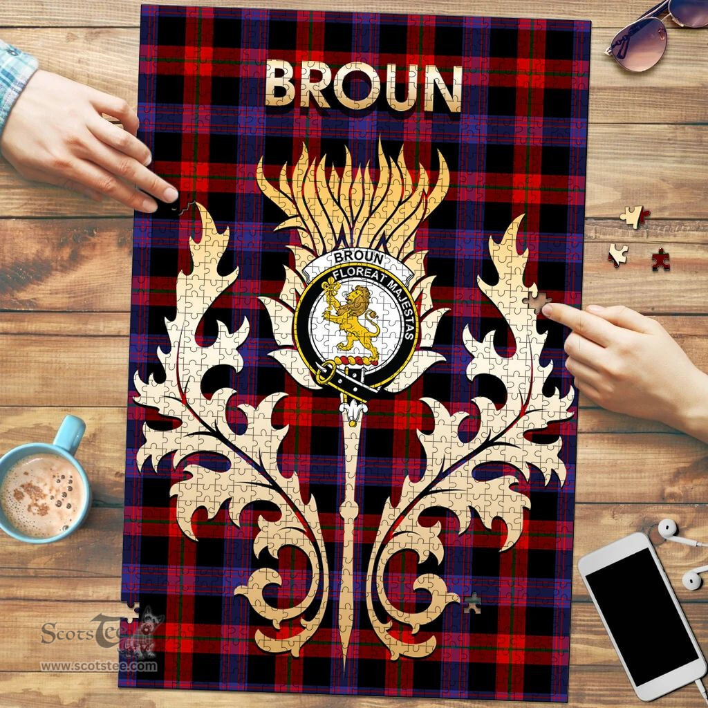 Scottish Broun Modern Clan Tartan Puzzle - Thistle Scotland Style Scottish Plaid Tartan Plaid