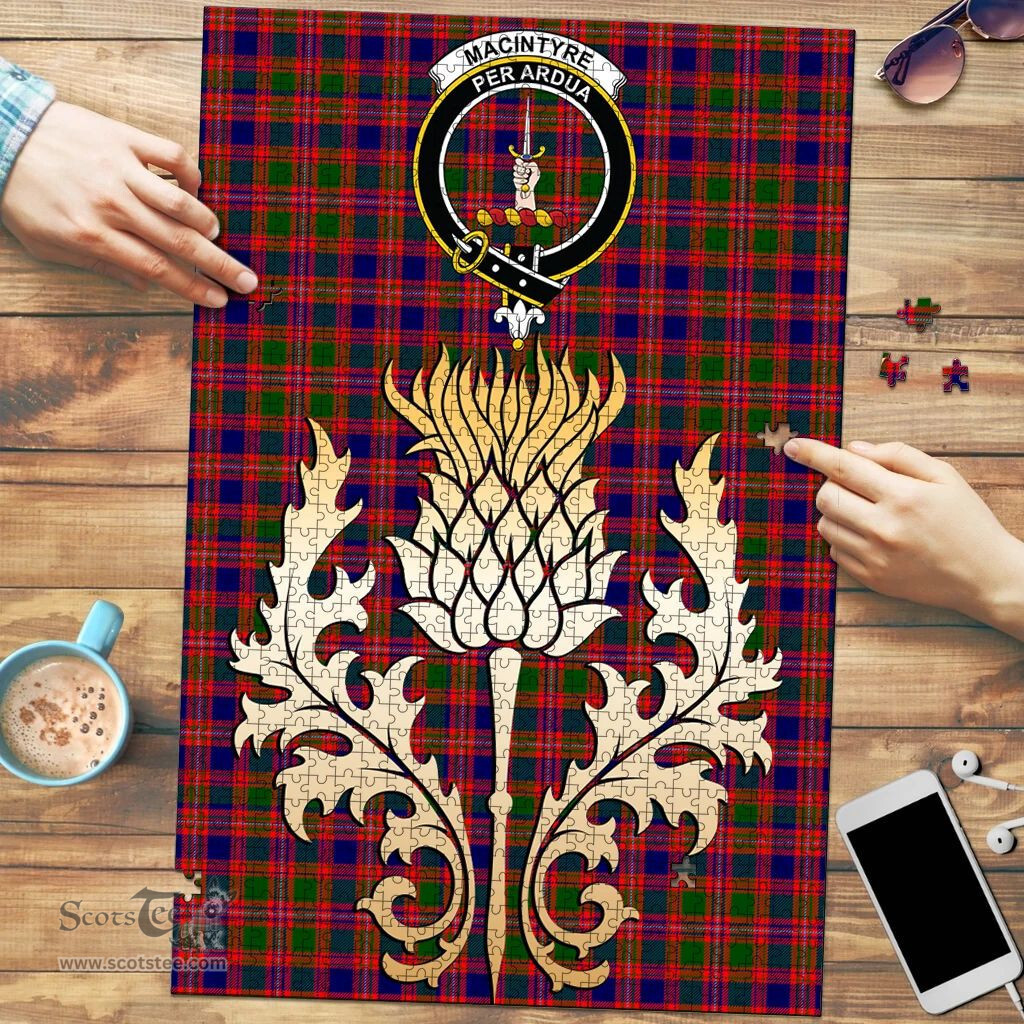 Scottish MacIntyre Modern Clan Tartan Puzzle - Thistle Gold Style Scottish Plaid Tartan Plaid