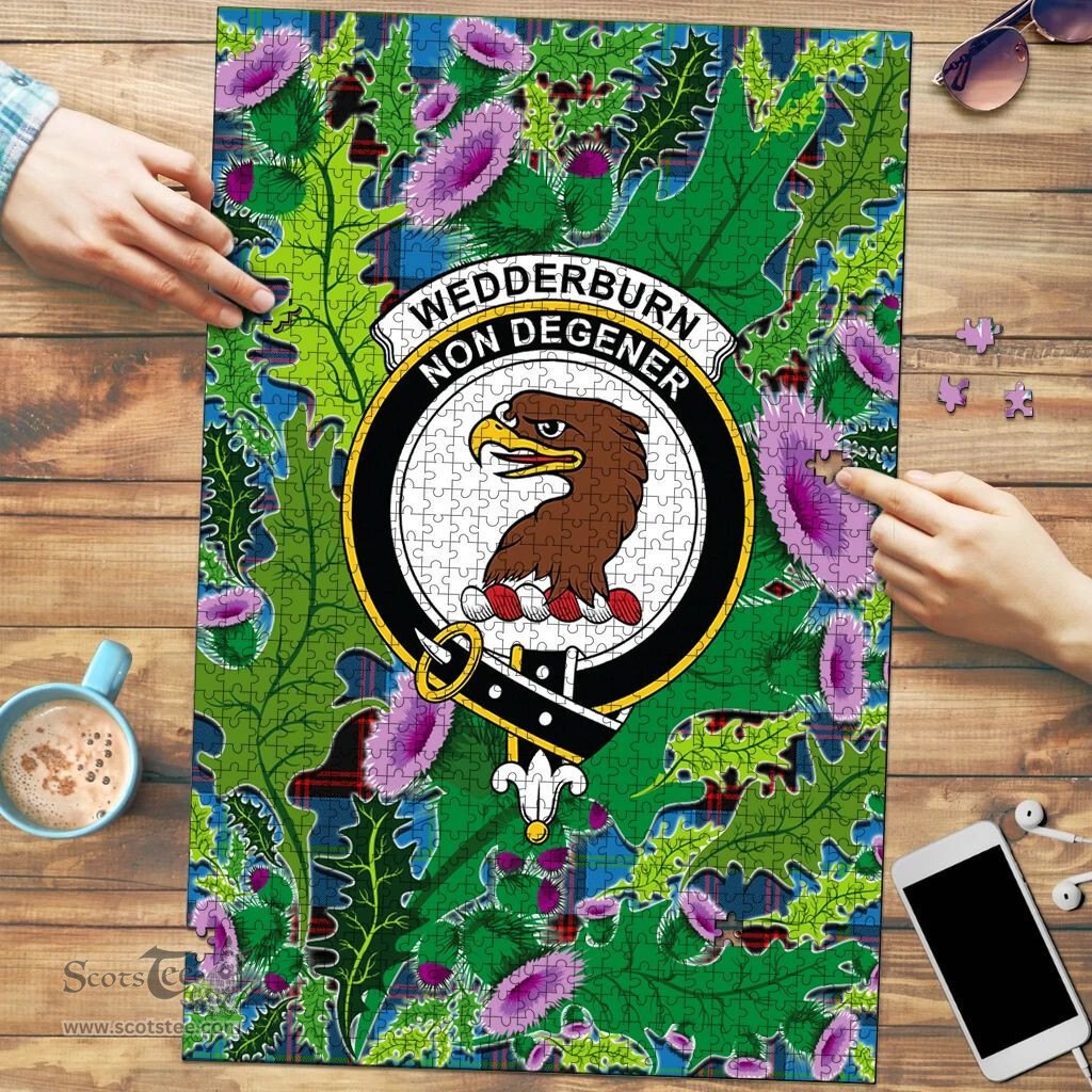Scottish Wedderburn Clan Tartan Puzzle - Thistle Pattern Style Scottish Plaid Tartan Plaid