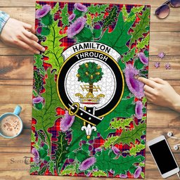 Scottish Hamilton Modern Clan Tartan Puzzle - Thistle Pattern Style Scottish Plaid Tartan Plaid