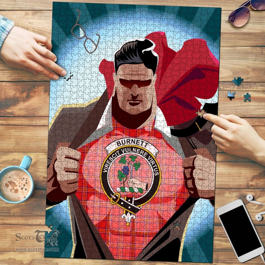 Scottish Burnett Modern Clan Tartan Puzzle - Supper Hero Style Scottish Plaid Tartan Plaid