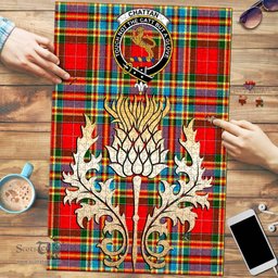 Scottish Chattan Clan Tartan Puzzle - Thistle Gold Style Scottish Plaid Tartan Plaid