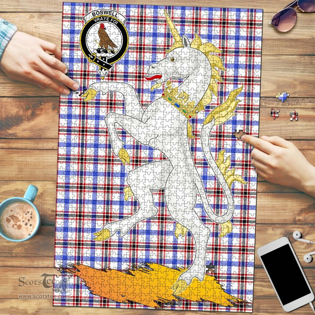 Scottish Boswell Modern Clan Tartan Puzzle - Unicorn Style Scottish Plaid Tartan Plaid