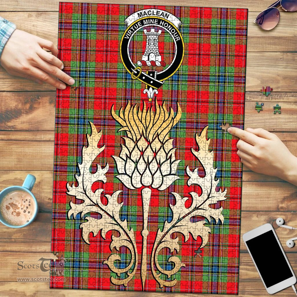 Scottish MacLean of Duart Modern Clan Tartan Puzzle - Thistle Gold Style Scottish Plaid Tartan Plaid