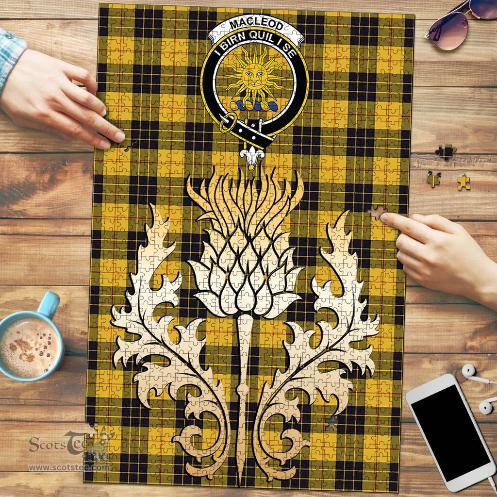 Scottish MacLeod of Lewis Ancient Clan Tartan Puzzle - Thistle Gold Style Scottish Plaid Tartan Plaid