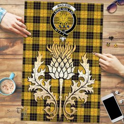 Scottish MacLeod of Lewis Ancient Clan Tartan Puzzle - Thistle Gold Style Scottish Plaid Tartan Plaid