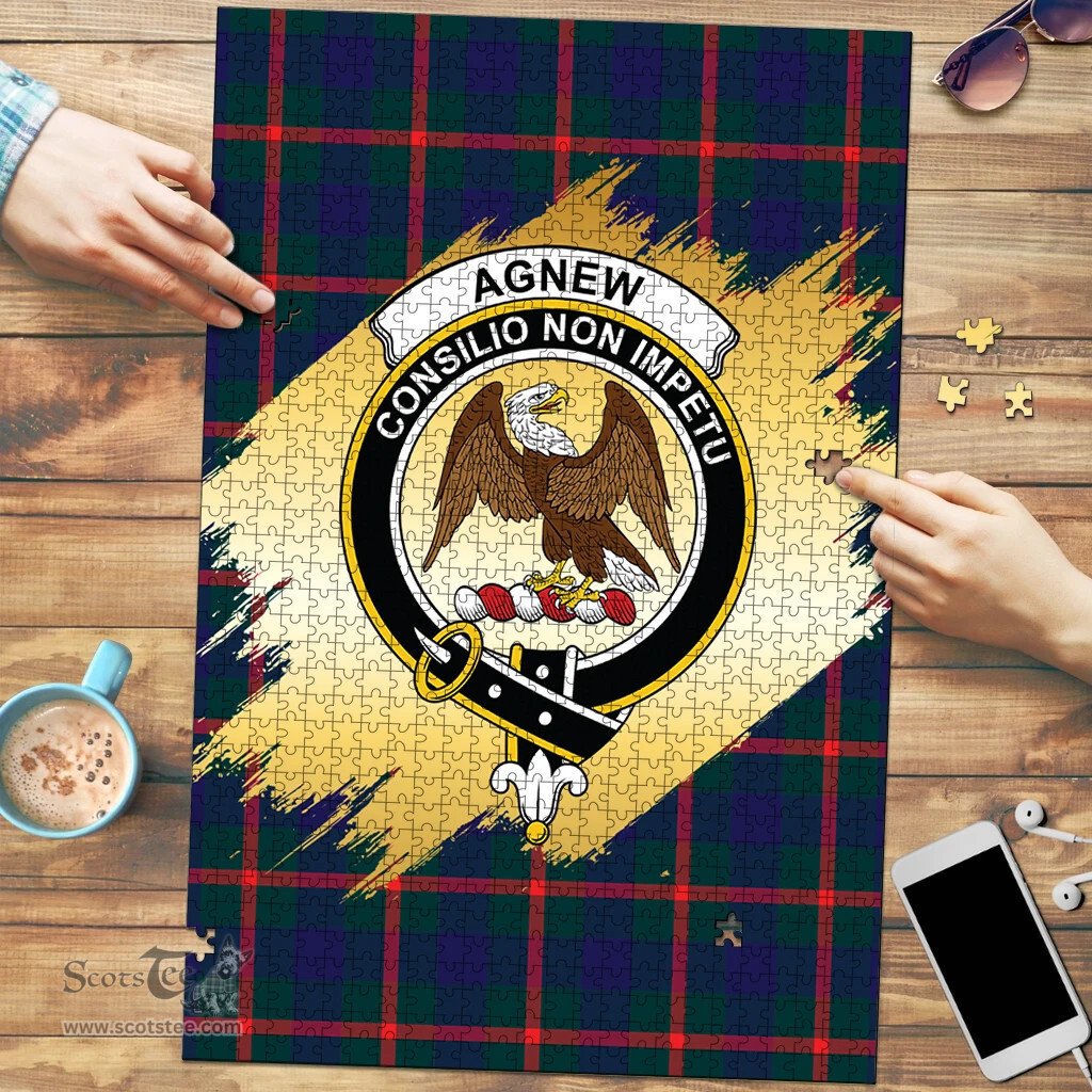 Scottish Agnew Modern Clan Tartan Puzzle - Gold Style Scottish Plaid Tartan Plaid