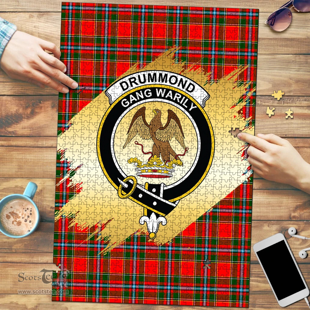 Scottish Drummond of Perth Clan Tartan Puzzle - Gold Style Scottish Plaid Tartan Plaid