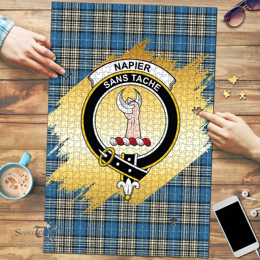 Scottish Napier Ancient Clan Tartan Puzzle - Gold Style Scottish Plaid Tartan Plaid