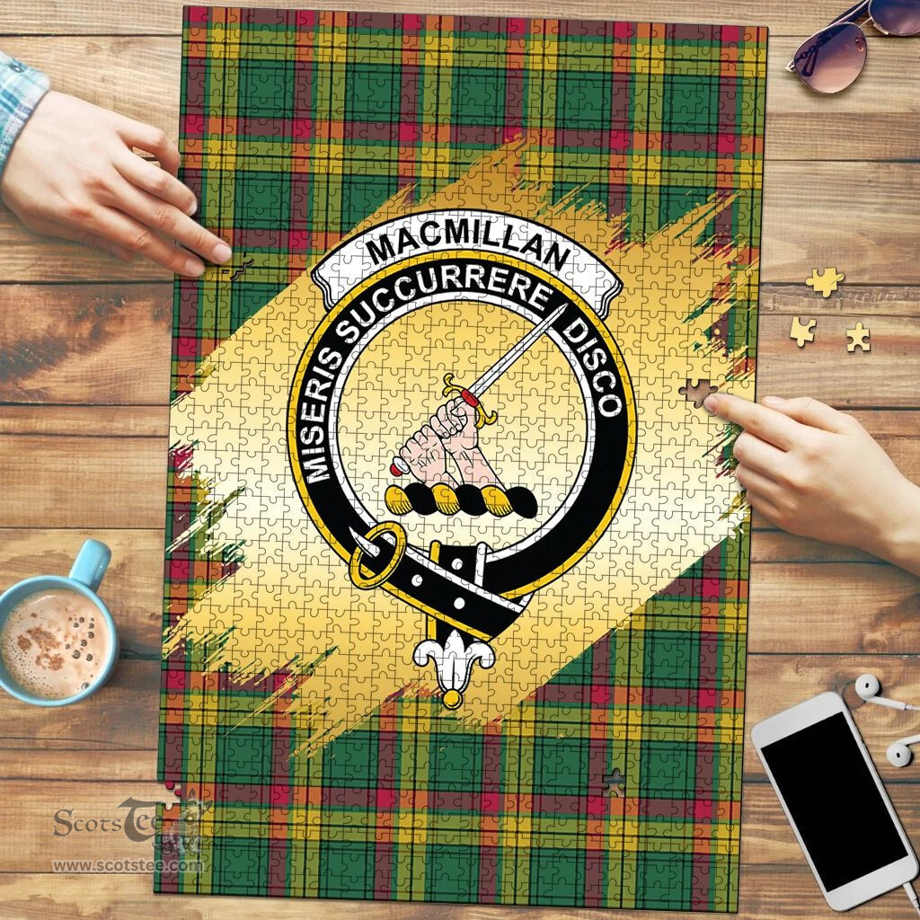 Scottish MacMillan Old Ancient Clan Tartan Puzzle - Gold Style Scottish Plaid Tartan Plaid