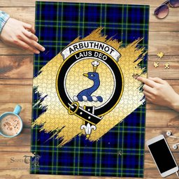 Scottish Arbuthnot Modern Clan Tartan Puzzle - Gold Style Scottish Plaid Tartan Plaid