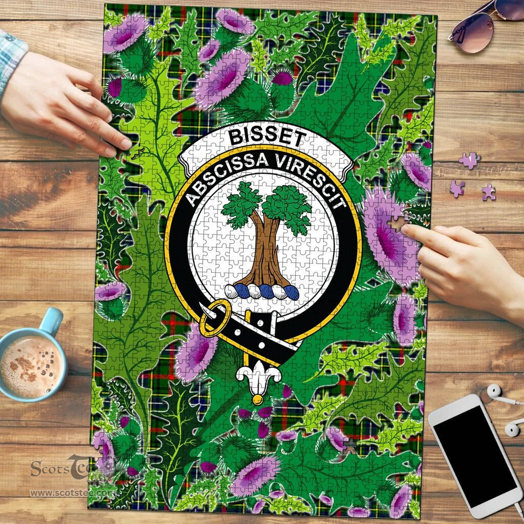 Scottish Bisset Clan Tartan Puzzle - Thistle Pattern Style Scottish Plaid Tartan Plaid