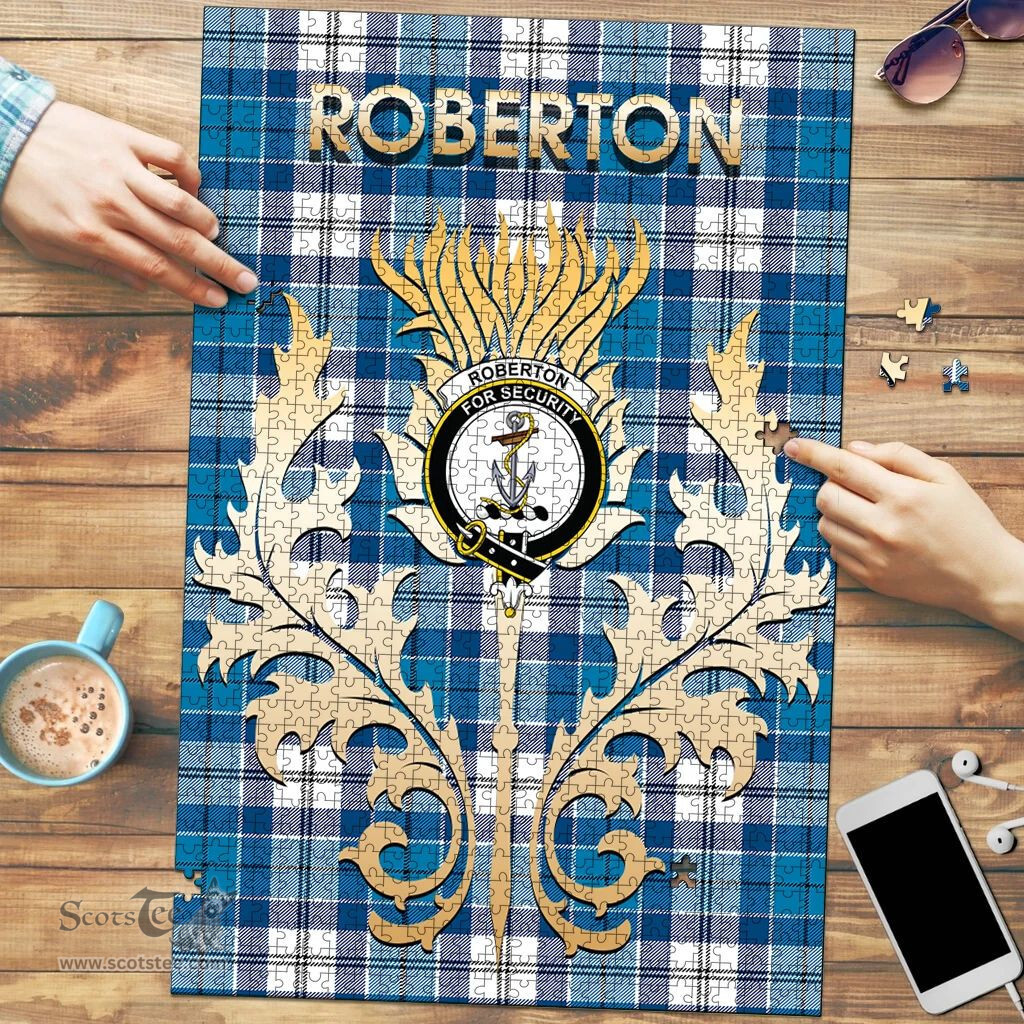 Scottish Roberton Clan Tartan Puzzle - Thistle Scotland Style Scottish Plaid Tartan Plaid