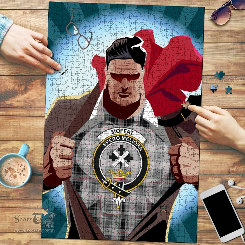 Scottish Moffat Modern Clan Tartan Puzzle - Supper Hero Style Scottish Plaid Tartan Plaid