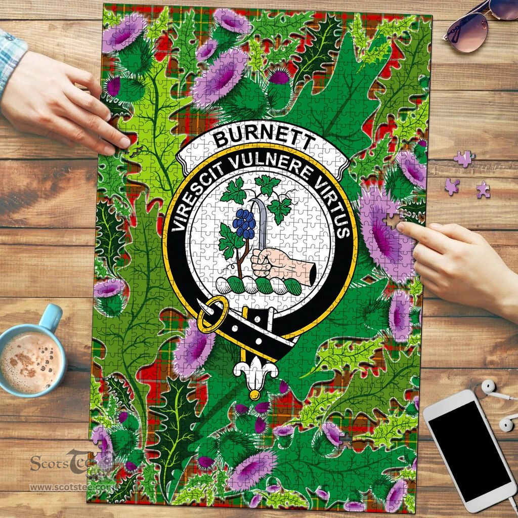 Scottish Burnett Ancient Clan Tartan Puzzle - Thistle Pattern Style Scottish Plaid Tartan Plaid
