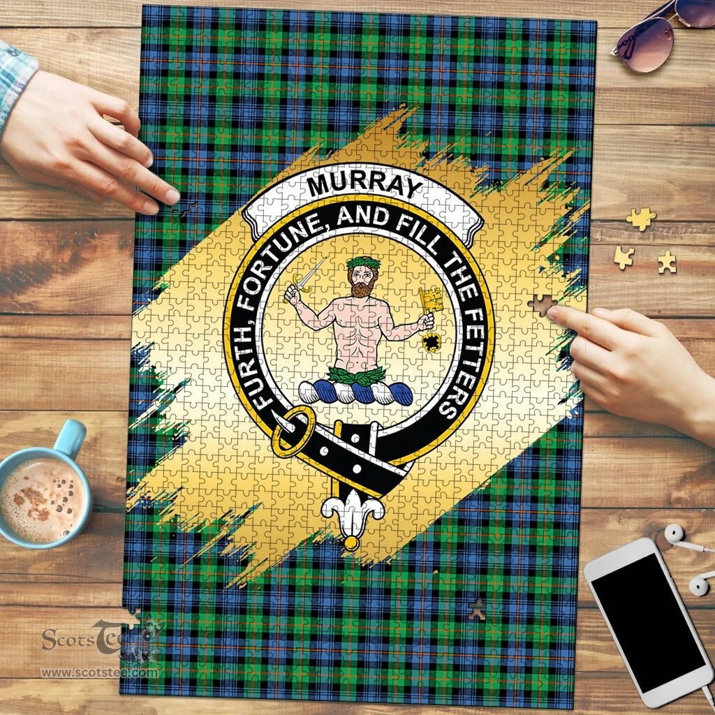 Scottish Murray of Atholl Ancient Clan Tartan Puzzle - Gold Style Scottish Plaid Tartan Plaid