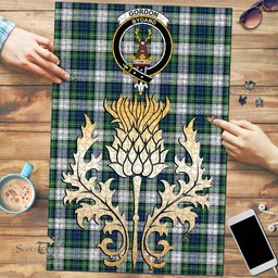 Scottish Gordon Dress Ancient Clan Tartan Puzzle - Thistle Gold Style Scottish Plaid Tartan Plaid